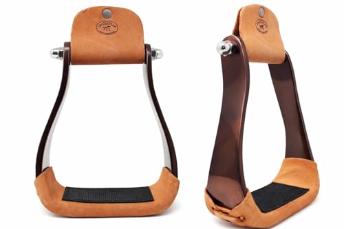CHALLENGER Horse 4-3/4" Western Saddle Barrel Racing Lightweight Aluminium Stirrups 5181 - color: Bronze