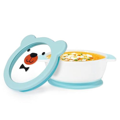 MR. CHOU Ceramic Baby Bowls with Suction Base, Infant Led Weaning Supplies with BPA Free Airtight Lid & Handles for Babies Self-feeding, 100% Food Grade Kid Bowls, Microwave & Dishwasher Safe, Blue - color: Blue-C