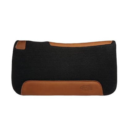 Weaver Equine 25" x 26 Pony Contoured Pure Wool Felt Horse Saddle Pad, Shock Absorbing Western Saddle Pad for Comfort Protection, ‎Black/Natural