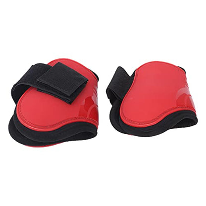 Horse Tendon Boots for Riding and Jumping, PU Shell Protectors with Elastic Neoprene, Nylon Fastener, Red Front and Hind Boots to Prevent Leg Injuries - size: A pair of large hind legs