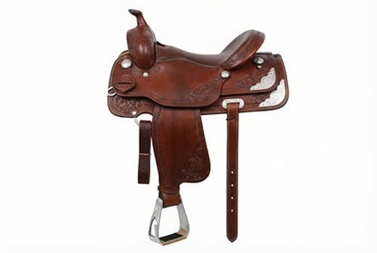 CHALLENGER Horse Saddle Stirrups Western Lightweight Aluminum Angled Engraved Standing Horse Cut-Out Stirrups 51216