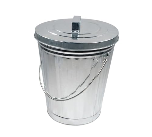 Mytee Products Galvanized Trash Can w/Lid Ideal for Trailers - 4 Gallon Steel Mounted Small Outdoor Garbage Can for Home, Office, Bathroom, Kitchen - Fire and Heat Resistant - color: 1 - Pack, size: 4 Gallon