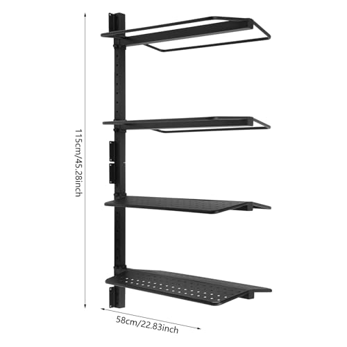 Saddle Rack 4 Tier Wall Mounted, Heavy Duty Saddle Storage Rack for Tack Room Barn Stable, Metal Horse Saddle Holder with Bridle Hooks, Western English Saddle Stand Organizer