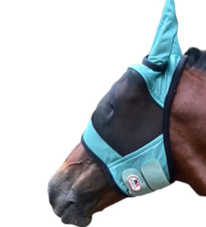 Majestic Ally Horse Fly Mask with Ears, Comfort Durable Fine Mesh, Soft Fleece Touch on Skin, Protect Eyes and Ears (Turquoise) - color: Turquoise