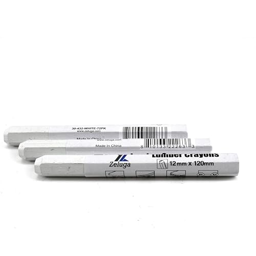 Zeluga 4.7in. x 0.47in. Hex Shape Industrial Lumber Marking Crayons for Clear and Permanent Markings, White 72 Pack - color: White, size: 1 Count (Pack of 72)