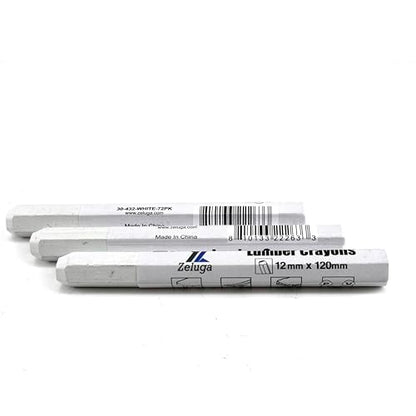 Zeluga 4.7in. x 0.47in. Hex Shape Industrial Lumber Marking Crayons for Clear and Permanent Markings, White 72 Pack - color: White, size: 1 Count (Pack of 72)