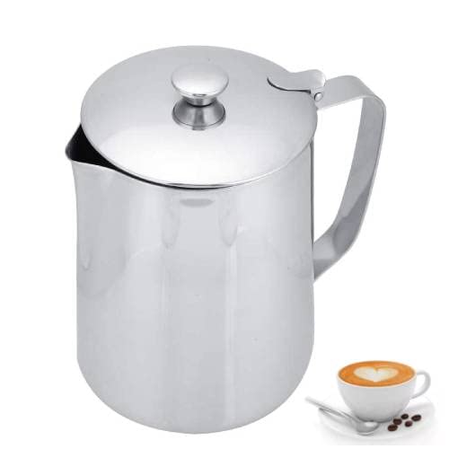 Milk Frothing Pitcher 350ml 600ml 900ml 1500ml 2000m(12oz 20oz 32oz 50oz 66oz) Steaming Pitchers Stainless Steel Milk Coffee Cappuccino Latte Art Barista Steam Pitchers Milk Jug Cup with Deco - size: 2000mL