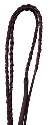CHALLENGER 54" Full Horse English Braided Black Leather Reins 805LR01BK - color: Brown/Brass