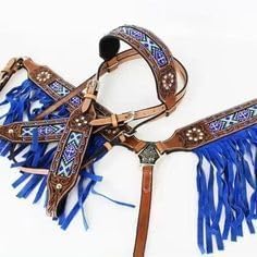 Western Leather Hand Beaded Headstall, Breast Collar & Reins Premium Tack Set Equestrian Trail Accessories Carved Tooled Comfortable Horse Riding Training Size: Full