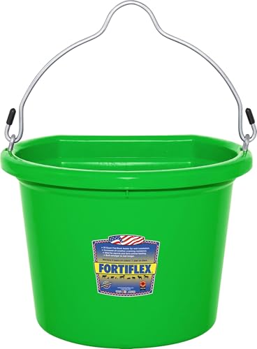 Fortiflex Flat Back Feed Bucket for Dogs/Cats and Small Animals, 8-Quart, Mango Green