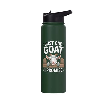 Just One Goat I Promise Cute Coat Pygmy Goat Farmer Stainless Steel Insulated Water Bottle - color: Dark Green