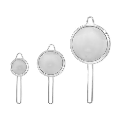 Farberware Stainless Steel Mesh Strainer Set of 3 - Fine Mesh Strainers for Kitchen, Small Medium Large Sizes for Draining Pasta, Rinsing Produce, Sifting, and Straining