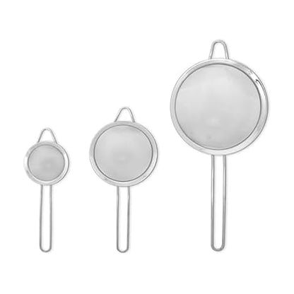 Farberware Stainless Steel Mesh Strainer Set of 3 - Fine Mesh Strainers for Kitchen, Small Medium Large Sizes for Draining Pasta, Rinsing Produce, Sifting, and Straining