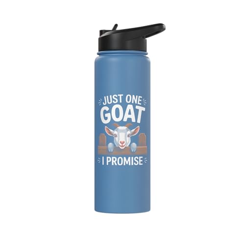 Just One Goat I Promise Cute Coat Pygmy Goat Farmer Stainless Steel Insulated Water Bottle - color: Light Blue