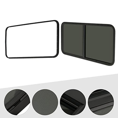 Vertical Sliding Black RV Window for Teardrop, Cargo, Horse Trailer, Marine Camper Window Replacement,24" Wide x 20" Tall - size: 24"x20"