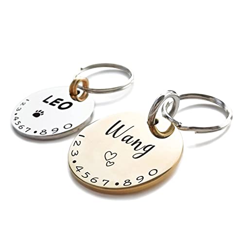Cats Dogs ID Tags Personalized Lovely Symbols Pets Collar Name Accessories Simple Custom Engraved Products for Extra Small Four Legged Child Necklace Chain Anti-Lost Shiny Stainless Steel Charm - color: Shiny Steel, size: Extra Small 0.75"