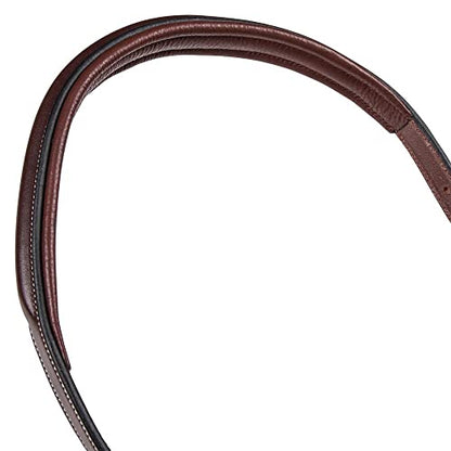 Joseph Sterling Raised Adjustable Breastplate with Running Martingale Attachment | Size Full Size | 6-Way Adjustable | Finest English Leather | Padded for Comfort | Chestnut with White Stitching - size: Full Size