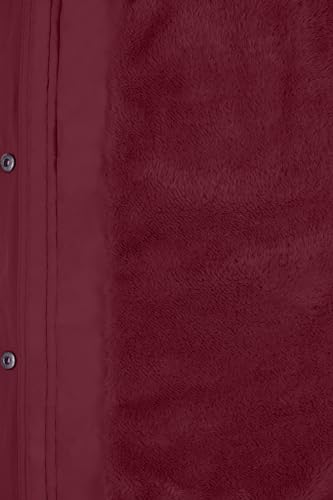 BodiLove Women's Fur Hooded Thickened Jacket with Fleece Lining - color: Burgundy Hip-length, size: Small