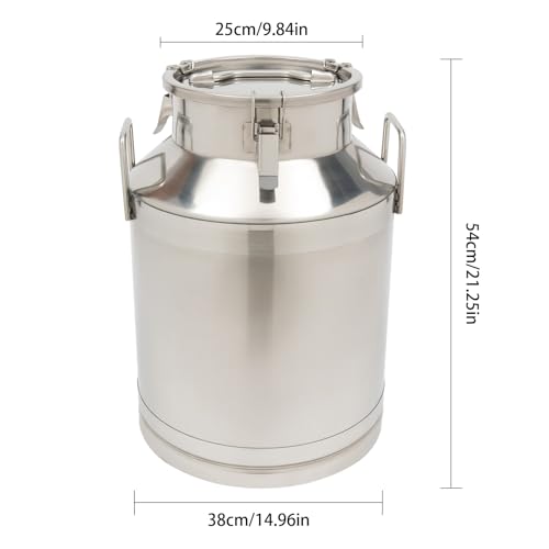 50L/13.21Gal Stainless Steel Milk Can, Milk Transport Can, Jug Wine Pail Bucket Bottle, Liquid Container Storage Barrel with Strong Silicone Sealed Lid, Stainless Steel Sealed Tank - size: 1690.9 Ounces