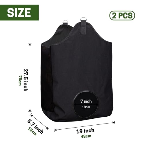 2 Pcs Hay Bags for Horse, Large Capacity Feeding Bag - color: Small Black