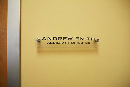 Personalized Office Wall Name Plate Sign. Modern Stainless Steel Legs (Frosted Translucent) - color: Frosted Translucent