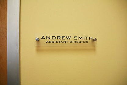 Personalized Office Wall Name Plate Sign. Modern Stainless Steel Legs (Frosted Translucent) - color: Frosted Translucent