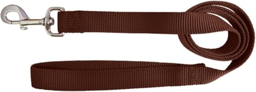 Hamilton Single Thick Deluxe Nylon Dog Leash with Swivel Snap, 1" by 6' Long, Brown - color: Brown, size: 1" x 6'