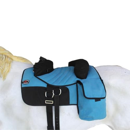 CHALLENGER Horse Western Deluxe Bareback Trail Saddle Pad w/Pockets Girth Stirrups 39TS07 - color: Turquoise, size: 36" L x 26" W
