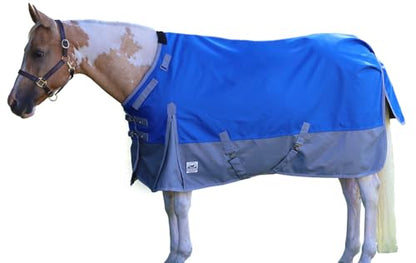 2000 Denier Waterproof Adjustable Standard Neck Turnout Sheet - color: Royal Blue - Grey, size: 69