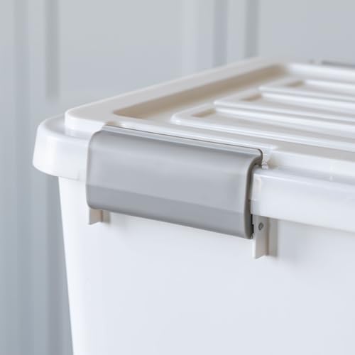 IRIS USA Dog Food Storage Container, Up to 30 lbs, White, Made in USA - color: White/Gray