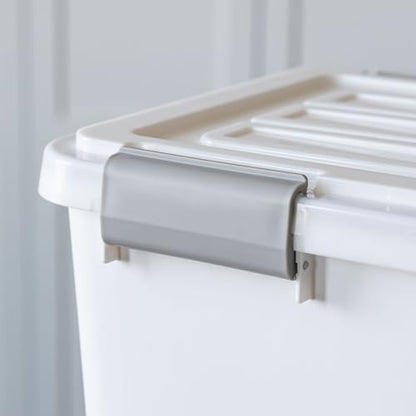 IRIS USA Dog Food Storage Container, Up to 30 lbs, White, Made in USA - color: White/Gray