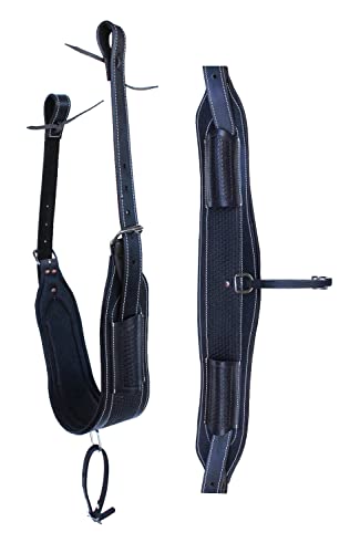 Horse Western Tooled Padded Leather Rear Flank Saddle Cinch Billets 9782 - color: Black