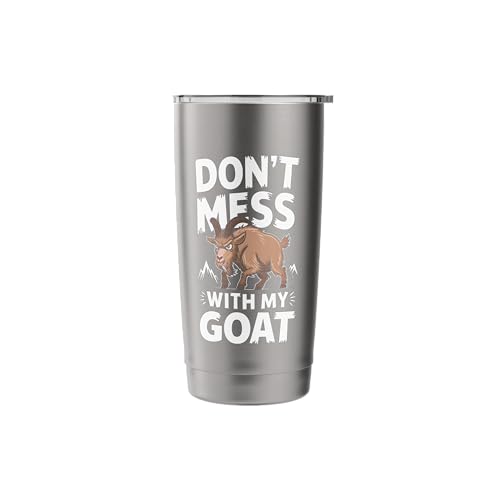 Don´t Mess With My Goat Cute Coat Pygmy Goat Farmer Stainless Steel Insulated Tumbler - color: Brushed Steel