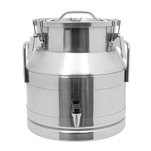 20L Stainless Steel Milk Can, Heavy Duty Food Storage & Transport Container for Dairy, Wine, Grains, Ideal for Home, Farm & Commercial Use, With a Faucet - size: 5.28Gallon