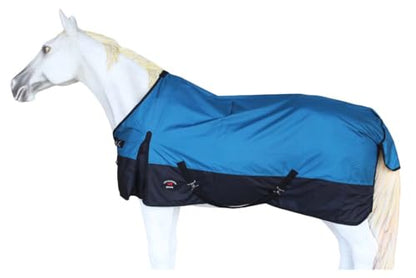 CHALLENGER 1200D Turnout Waterproof Rain Light-Weight Sheet Horse Blanket - color: Teal Black, size: 76 inches