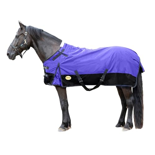 RESISTANCE Premium 1200 Denier Waterproof Horse Turnout Blanket with 300g Polyfill & Adjustable Buckle Closure - color: Purple, size: 84"