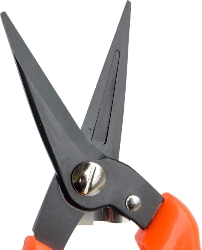 Carbon Steel Goat Hoof Trimmer Shears – Multiuse (1pc-Orange) | For goat/sheep/alpaca/lamb hooves. Rustproof serrated blade, non-slip. Curved handle, wrist strap & lock. Also for gardening