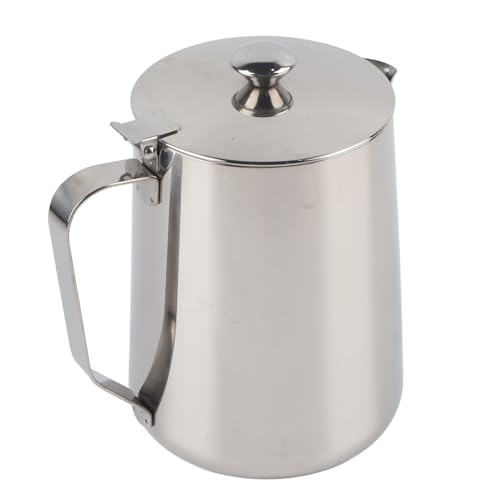 Milk Frothing Pitcher, 50.72oz Milk Frother Steamer Cup, Stainless Steel Coffee Cup Mug Milk Steaming Pitcher with Lid for Espresso Machines, Cappuccino, Latte Art (1500ML) - size: 1500ML