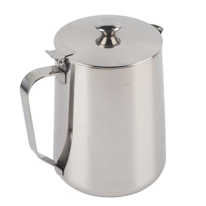 Milk Frothing Pitcher, 50.72oz Milk Frother Steamer Cup, Stainless Steel Coffee Cup Mug Milk Steaming Pitcher with Lid for Espresso Machines, Cappuccino, Latte Art (1500ML) - size: 1500ML