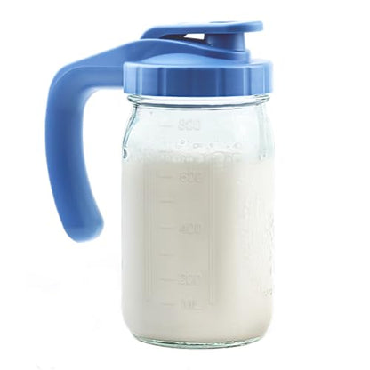 Breast Milk Pitcher, 32oz Glass Pitcher with Flip Top Lid & Handle