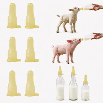 6-Pack Thicker Silicone Bottle-Feeding Nipples for Newborn Livestock