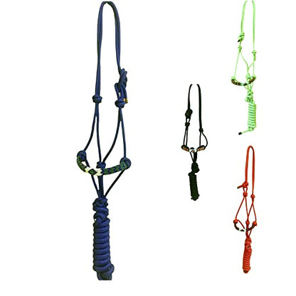 Majestic Ally Padded Beaded Nose Braided Rope Halter with 10' Matching Lead - Full (Royal Blue) - color: Royal Blue