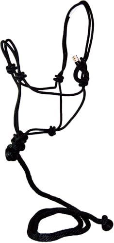 Hamilton Quality Rope Horse Halter & Lead, 800-1100 lbs, Black - color: Black