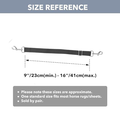 Harrison Howard Fully Elastic Horse Blanket Leg Straps Replacement, Adjustable Stretch Leg Straps for Horse Rugs, Secure Fit for Turnout, Stable & Transport (1 Pair) Royal Black Medium - size: Belly Surcingle Straps