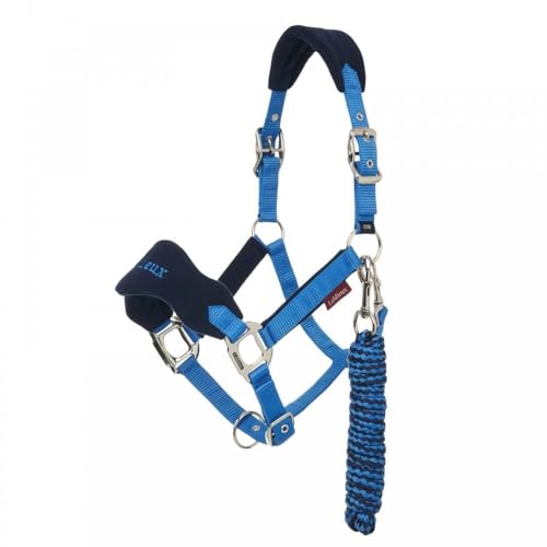 LeMieux Vogue Fleece Headcollar - Halter & Leadrope - Extra Padding, Adjustable at Curb and Poll Strap - color: Benetton Blue, size: Cob