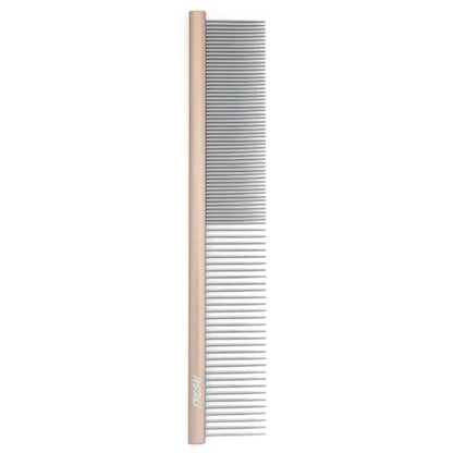 Fresh Ultra Half & Half XL Metal Pet Comb, Oval Aluminum Handle, Metal Grooming Comb for Dogs, 9.75" - style: Ultra Half & Half XL