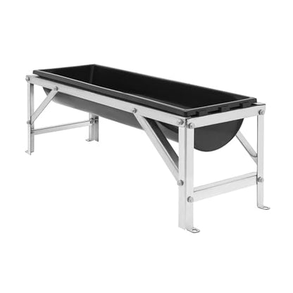 Livestock Feed Trough with Metal Stand 39" Long Large Capacity Livestock Feeder for Lambs Foals Calves Sheep Horses Alpacas and Goats in Farm (Silver+Black) - color: Silver+Black