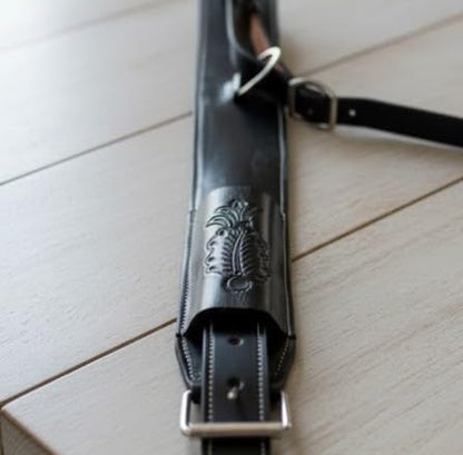 Western Leather Flank Cinch with Billets Set Rear Back Cinch Girth Tack Horse Cinches (Black)
