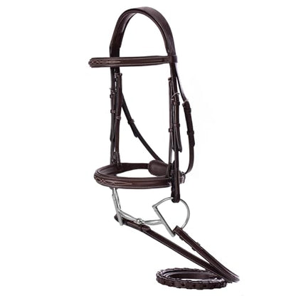 Equinavia Valkyrie Fancy Stitched Padded Cavesson Hunter Bridle with Reins - size: Warmblood
