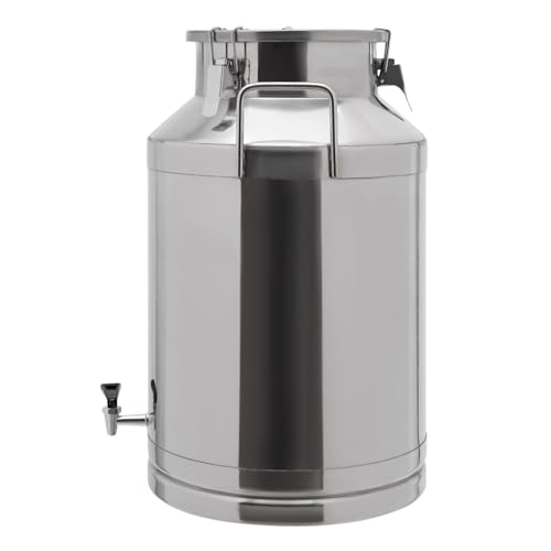 Stainless Steel Sealed Milk Barrel with Spigot，60L/15.85Gallon Large Milk Bucket Wine Can Pail Tote Tank with Sealed Lid & Handle for Milk Wine Oil Liquid Tranport Storage Container - size: With Spigot